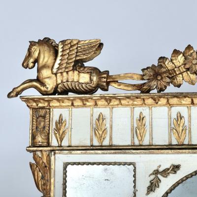 19th c Italian Giltwood Overmantle with Original Mirror Plates