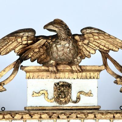 19th c Italian Giltwood Overmantle with Original Mirror Plates