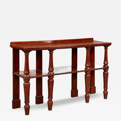 19th c Mahogany Double Shelf Etagere