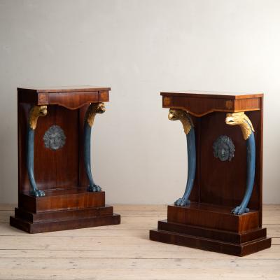 19th c Pair of Empire Console Tables