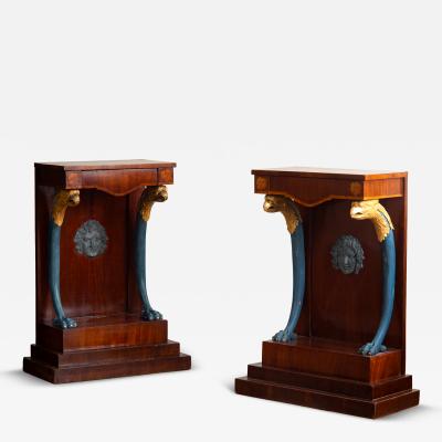 19th c Pair of Empire Console Tables