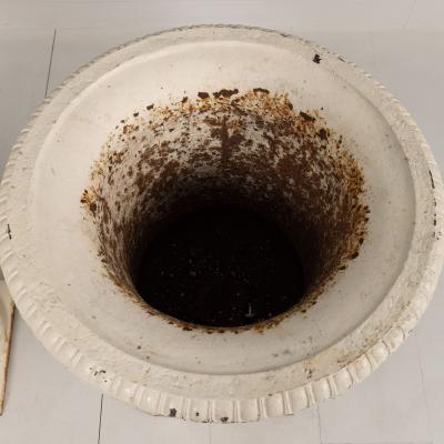 19th c Pair of English Painted Cast Iron Medici or Borghese Urns