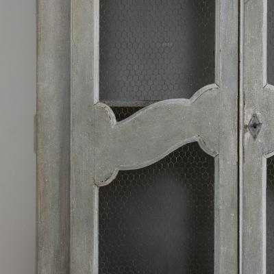 19th c Pair of French Painted Armoire Cabinets with Serpentine Sides