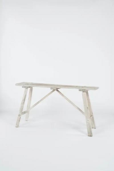 19th c Primitive Bleached Wood Console Table