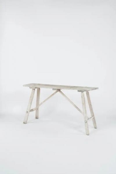 19th c Primitive Bleached Wood Console Table