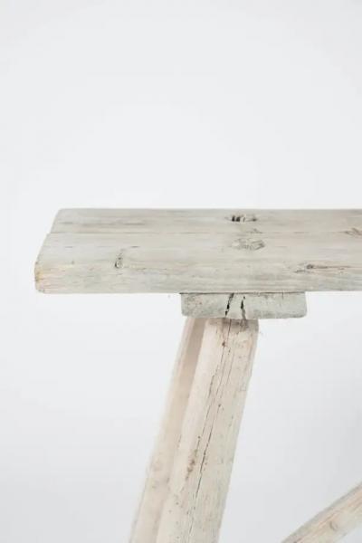 19th c Primitive Bleached Wood Console Table
