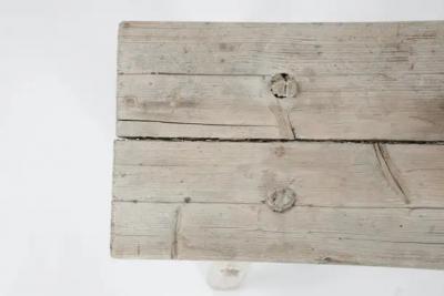 19th c Primitive Bleached Wood Console Table