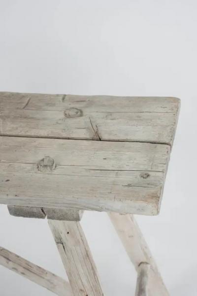 19th c Primitive Bleached Wood Console Table
