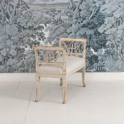 19th c Swedish Gustavian Lindome Painted Window Bench