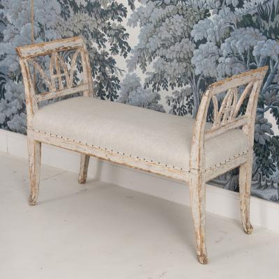 19th c Swedish Gustavian Lindome Painted Window Bench