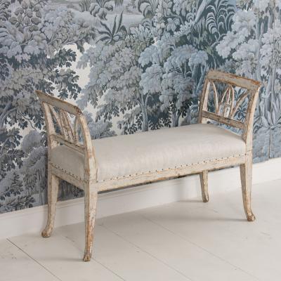 19th c Swedish Gustavian Lindome Painted Window Bench
