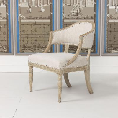 19th c Swedish Gustavian Painted Barrel Back Armchair