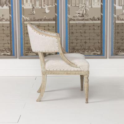 19th c Swedish Gustavian Painted Barrel Back Armchair