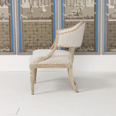 19th c Swedish Gustavian Painted Barrel Back Armchair