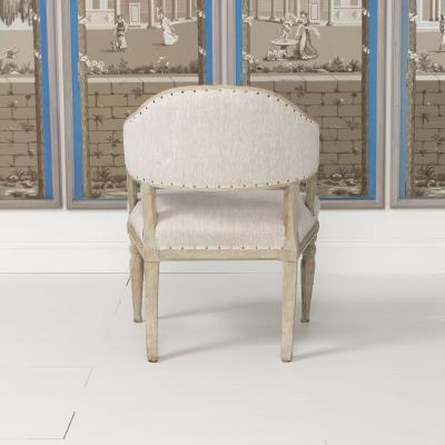 19th c Swedish Gustavian Painted Barrel Back Armchair
