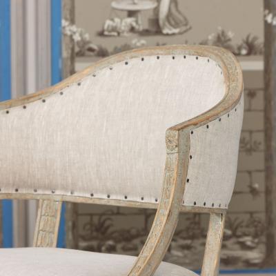 19th c Swedish Gustavian Painted Barrel Back Armchair