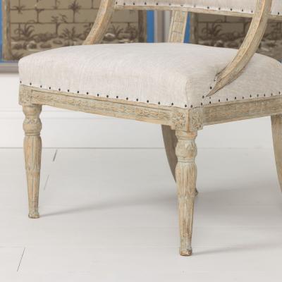 19th c Swedish Gustavian Painted Barrel Back Armchair