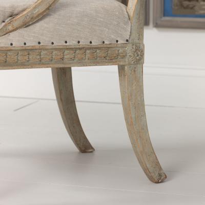 19th c Swedish Gustavian Painted Barrel Back Armchair