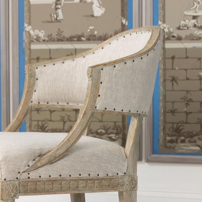 19th c Swedish Gustavian Painted Barrel Back Armchair