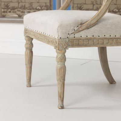 19th c Swedish Gustavian Painted Barrel Back Armchair
