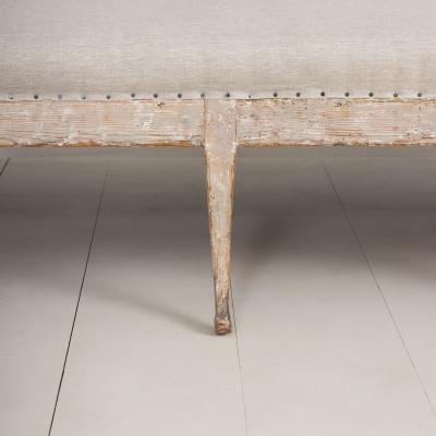 19th c Swedish Gustavian Painted Barrel Back Sofa Bench with Splayed Legs