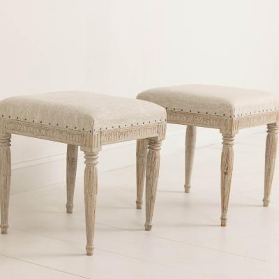 19th c Swedish Gustavian Painted Stools Signed by Johannes Ericsson