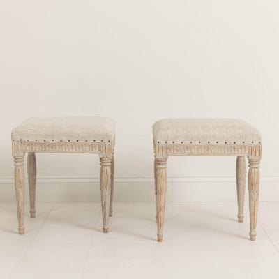 19th c Swedish Gustavian Painted Stools Signed by Johannes Ericsson