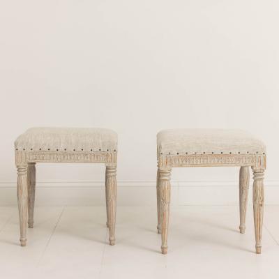 19th c Swedish Gustavian Painted Stools Signed by Johannes Ericsson