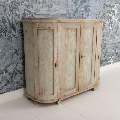 19th c Swedish Gustavian Period Buffet with Demilune Sides in Original Paint