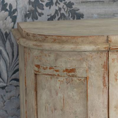 19th c Swedish Gustavian Period Buffet with Demilune Sides in Original Paint
