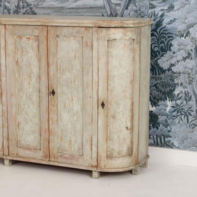 19th c Swedish Gustavian Period Buffet with Demilune Sides in Original Paint