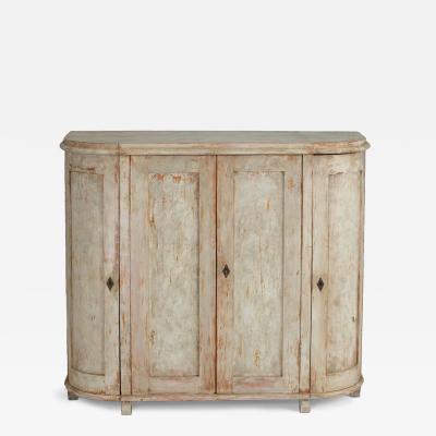 19th c Swedish Gustavian Period Buffet with Demilune Sides in Original Paint