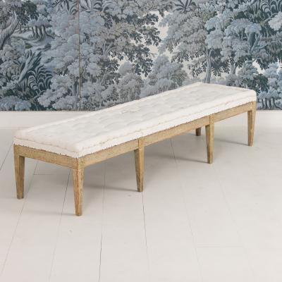 19th c Swedish Gustavian Period Footstool or Bench in Original Paint