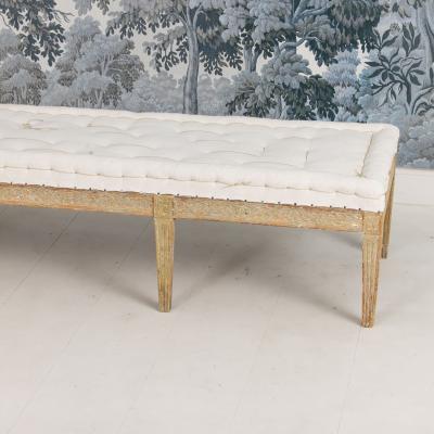 19th c Swedish Gustavian Period Footstool or Bench in Original Paint