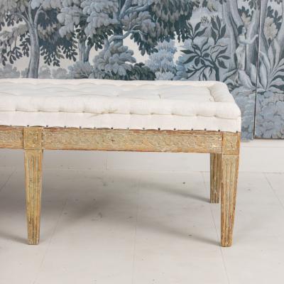 19th c Swedish Gustavian Period Footstool or Bench in Original Paint