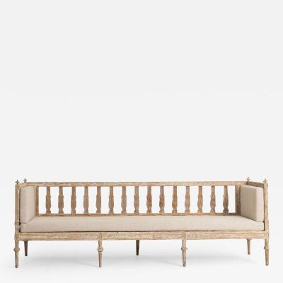 19th c Swedish Gustavian Period Sofa Bench in Original Paint