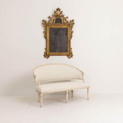 19th c Swedish Gustavian Style Settee with Lion Heads in Original Paint