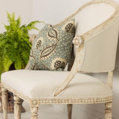 19th c Swedish Gustavian Style Settee with Lion Heads in Original Paint