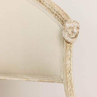 19th c Swedish Gustavian Style Settee with Lion Heads in Original Paint