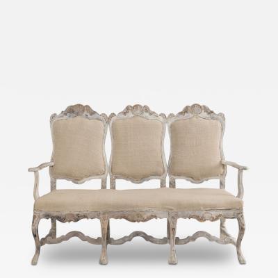 19th c Swedish Rococo Settee or Sofa Bench in Original Paint