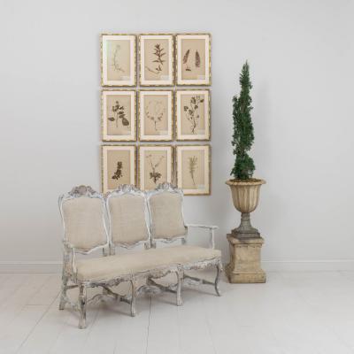 19th c Swedish Rococo Settee or Sofa Bench in Original Paint