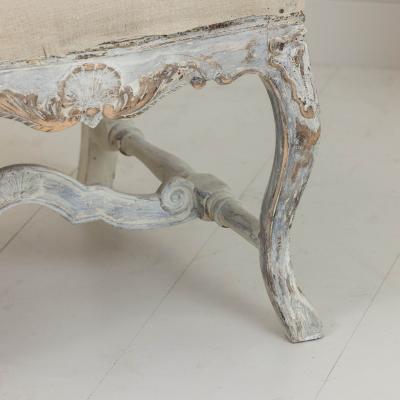 19th c Swedish Rococo Settee or Sofa Bench in Original Paint