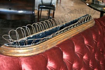 19th c Tufted Sofa with Gold Leaf Iron Planter