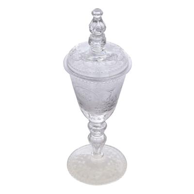 19th century Bohemian engraved glass goblet and cover