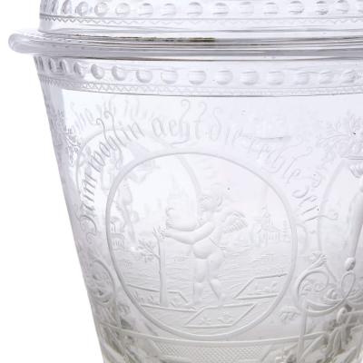 19th century Bohemian engraved glass goblet and cover