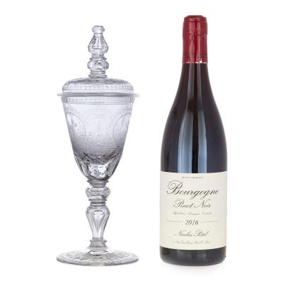 19th century Bohemian engraved glass goblet and cover