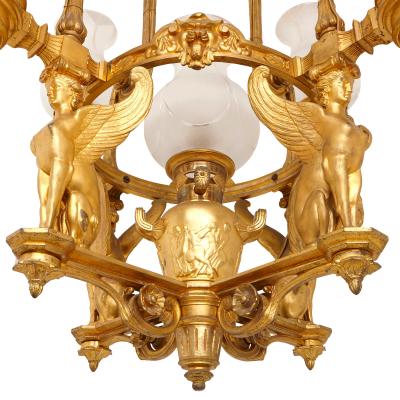 19th century French Empire style gilt bronze chandelier