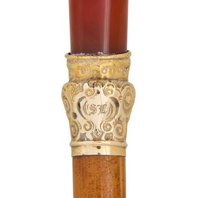 19th century French agate lapis lazuli and gold cane