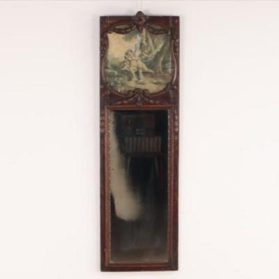 19th century French carved walnut console table with conforming trumeau mirror 