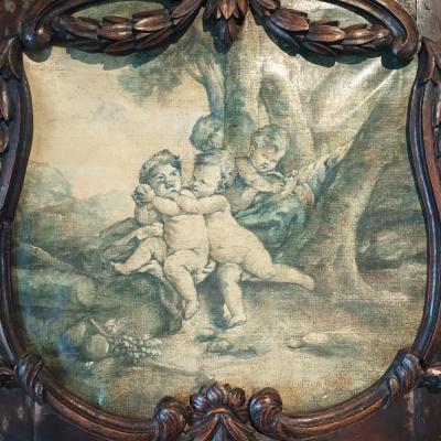 19th century French carved walnut console table with conforming trumeau mirror 